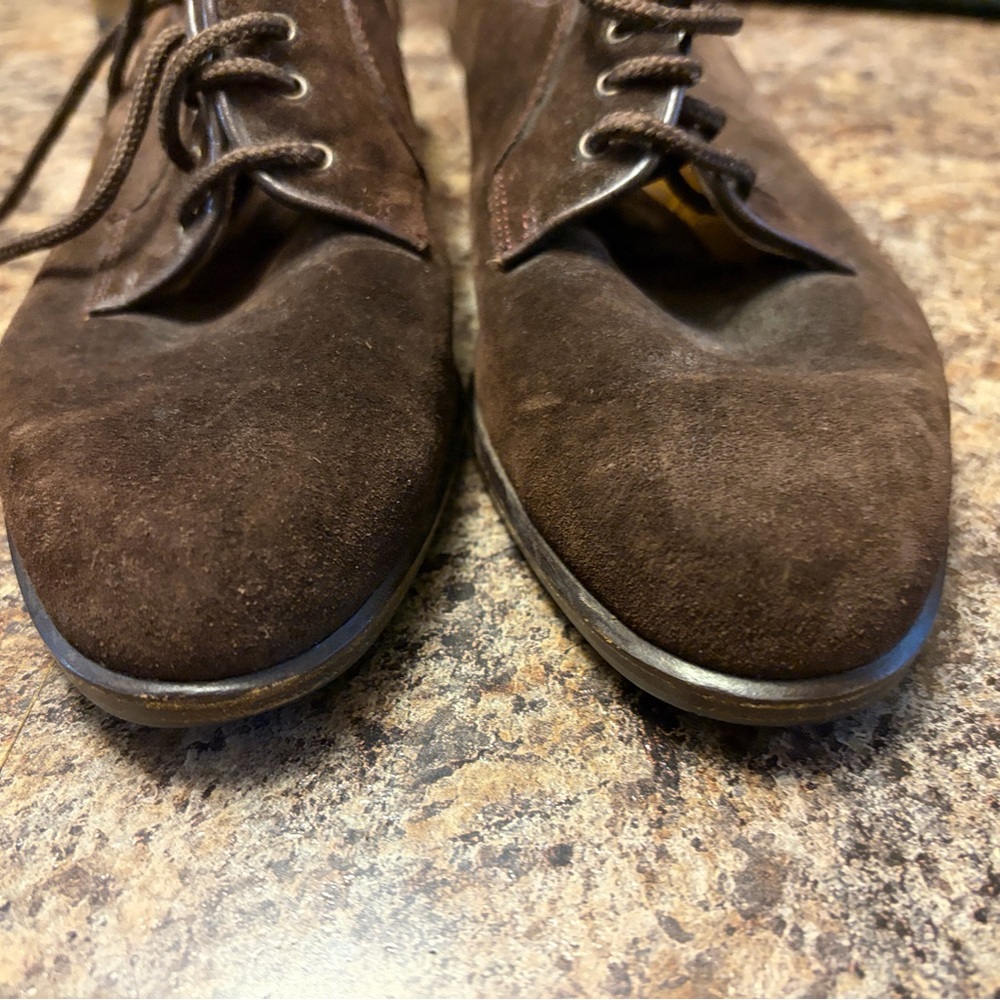 Salvatore Ferragamo Dark Brown Suede Oxfords - Picture 2 of 10